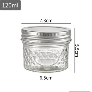 Diamond Pattern Glass Mason Jar (120ml-650ml)