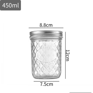 Diamond Pattern Glass Mason Jar (120ml-650ml)