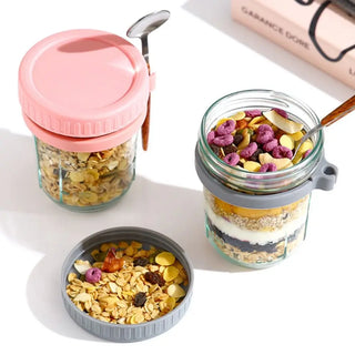 Portable Mason Jar Breakfast Cup with Spoon