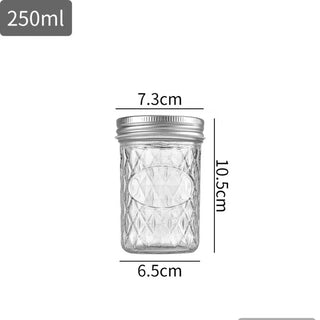 Diamond Pattern Glass Mason Jar (120ml-650ml)