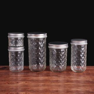 Diamond Pattern Glass Mason Jar (120ml-650ml)