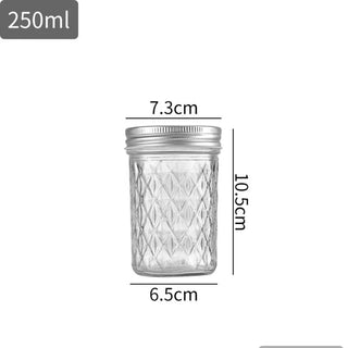 Diamond Pattern Glass Mason Jar (120ml-650ml)