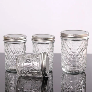 Diamond Pattern Glass Mason Jar (120ml-650ml)