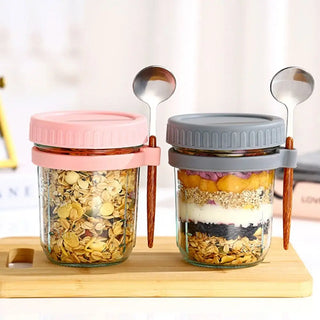 Portable Mason Jar Breakfast Cup with Spoon