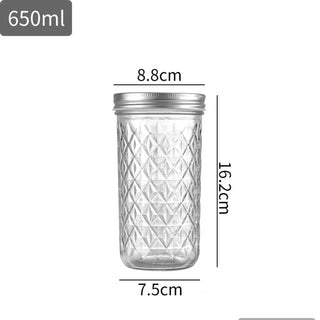 Diamond Pattern Glass Mason Jar (120ml-650ml)