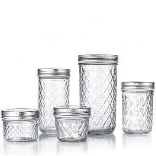 Diamond Pattern Glass Mason Jar (120ml-650ml)