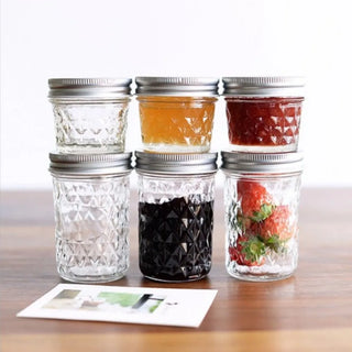 Diamond Pattern Glass Mason Jar (120ml-650ml)