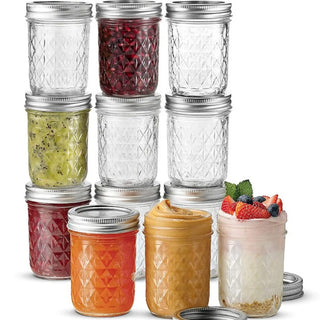 Diamond Pattern Glass Mason Jar (120ml-650ml)