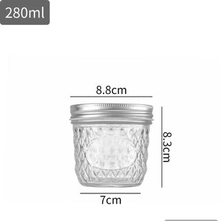 Diamond Pattern Glass Mason Jar (120ml-650ml)