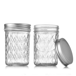 Diamond Pattern Glass Mason Jar (120ml-650ml)